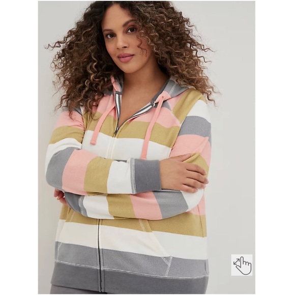 NEW Torrid 4 Zip Hoodie - Super Soft Fleece - Multi Stripe - Picture 6 of 10